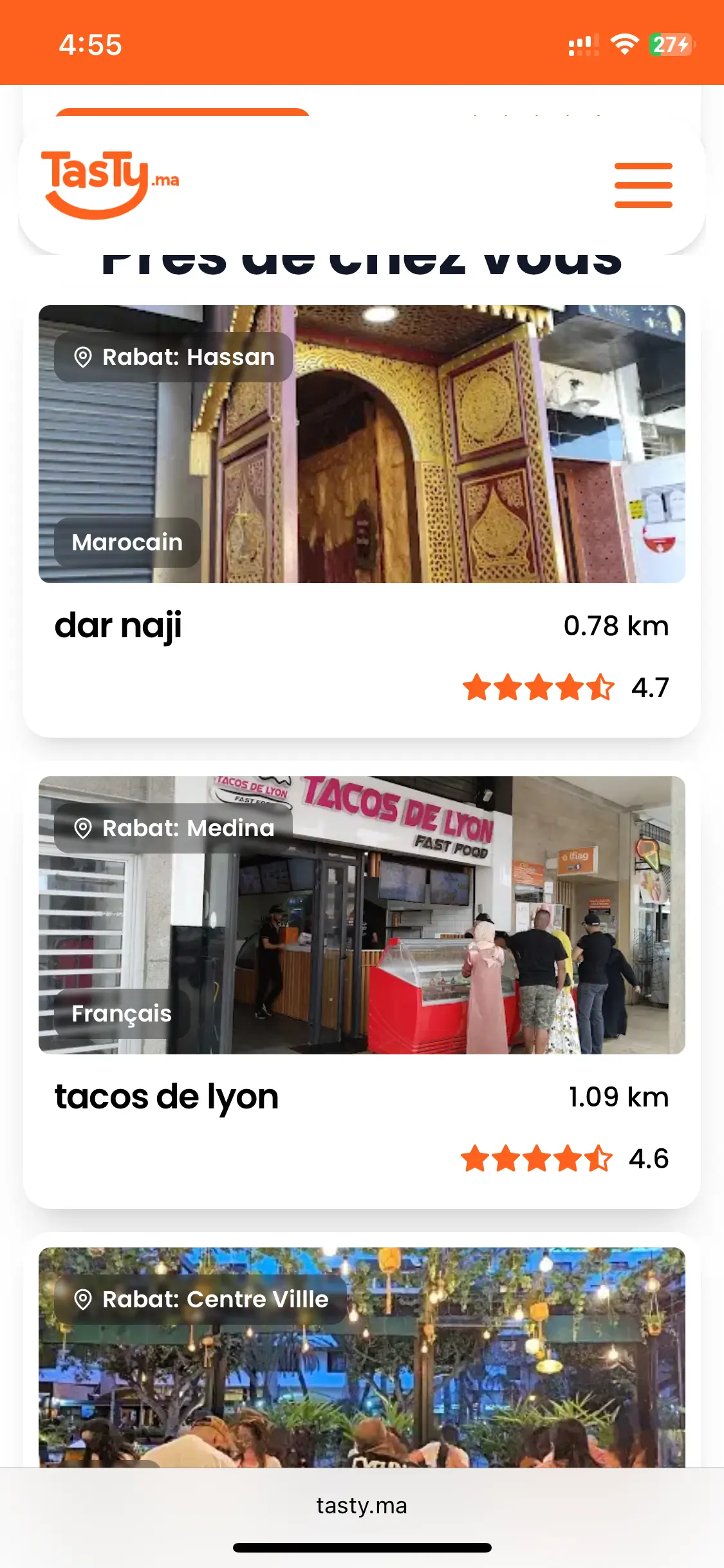 Aperçu de l'application mobile sur tasty.ma une plateforme de menu digital pour restaurants. Aperçu de l'application mobile sur tasty.ma une plateforme de menu digital pour restaurants.